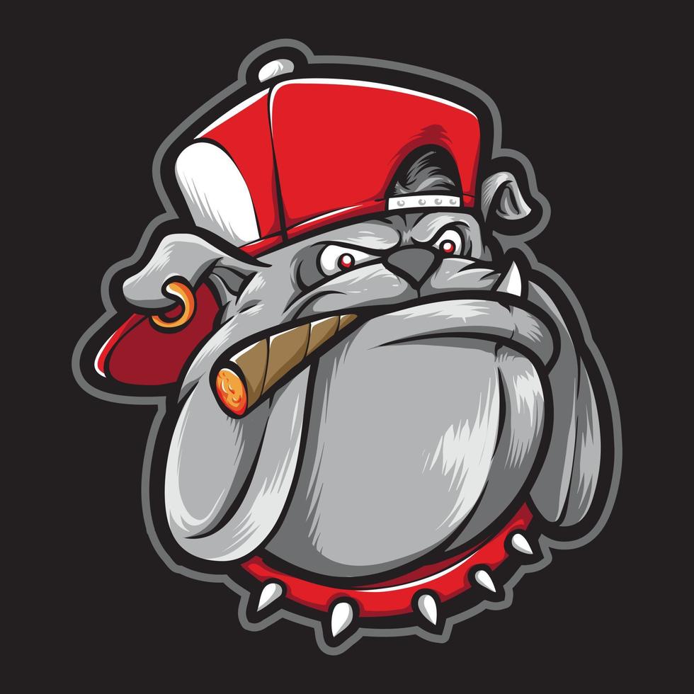 anger bulldog with hat vector logo
