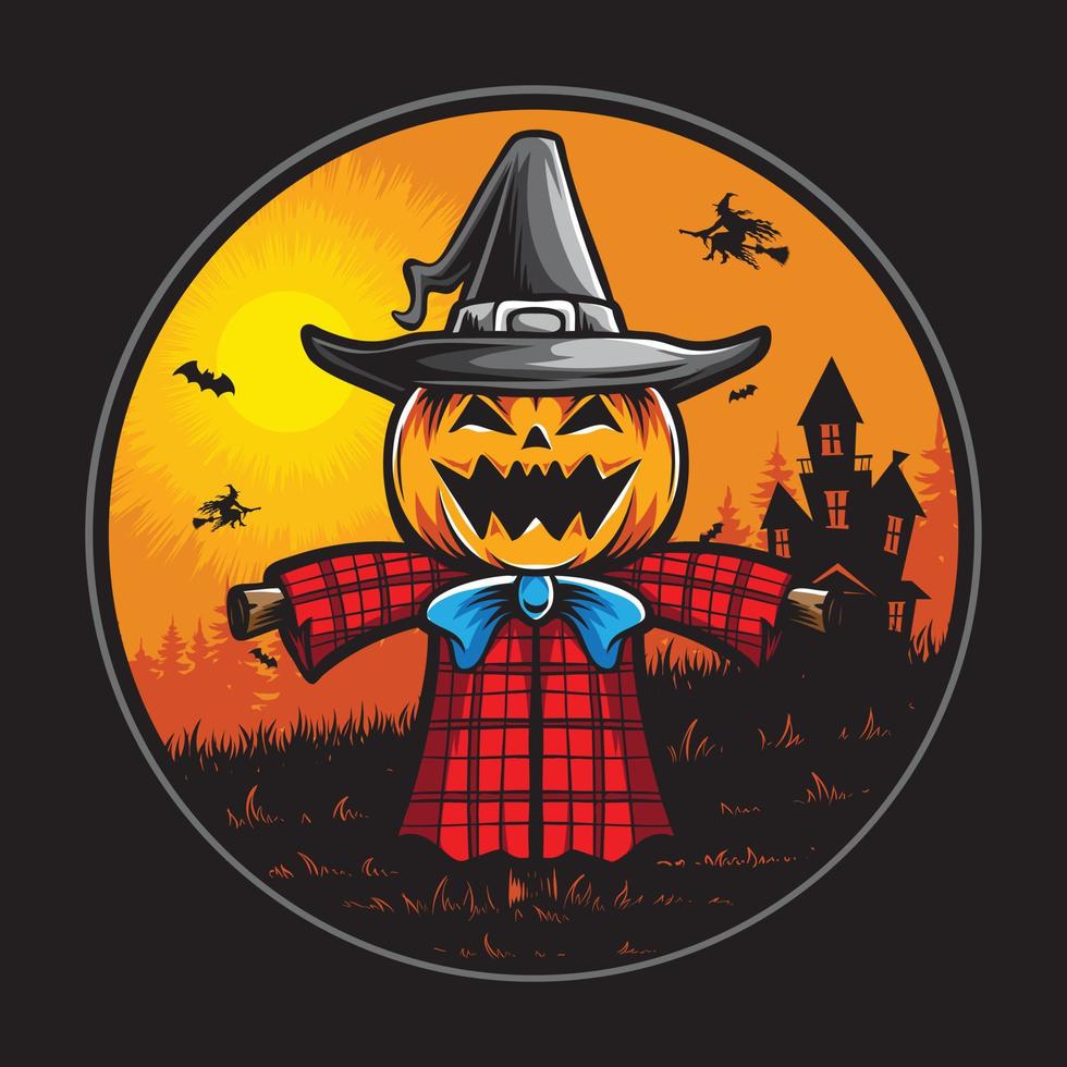monster scarecrow halloween vector illustration