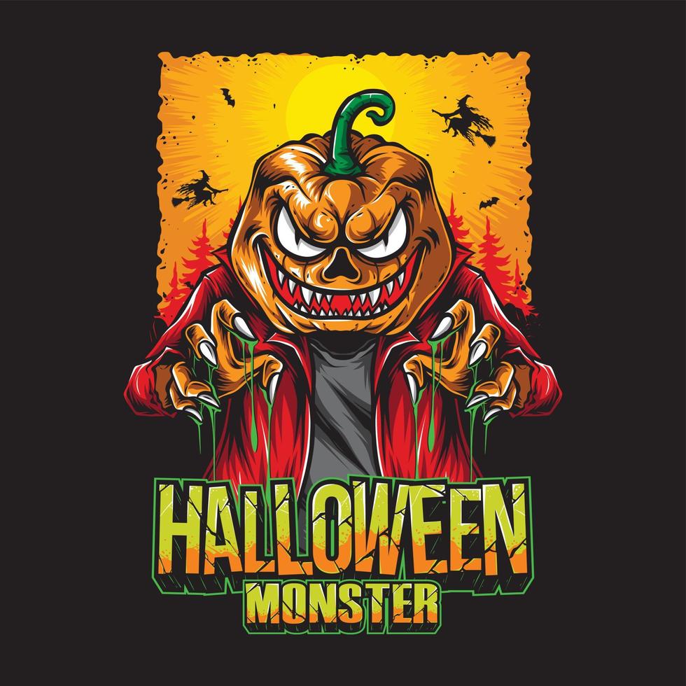 Ilustración de vector de monstruo de halloween de miedo