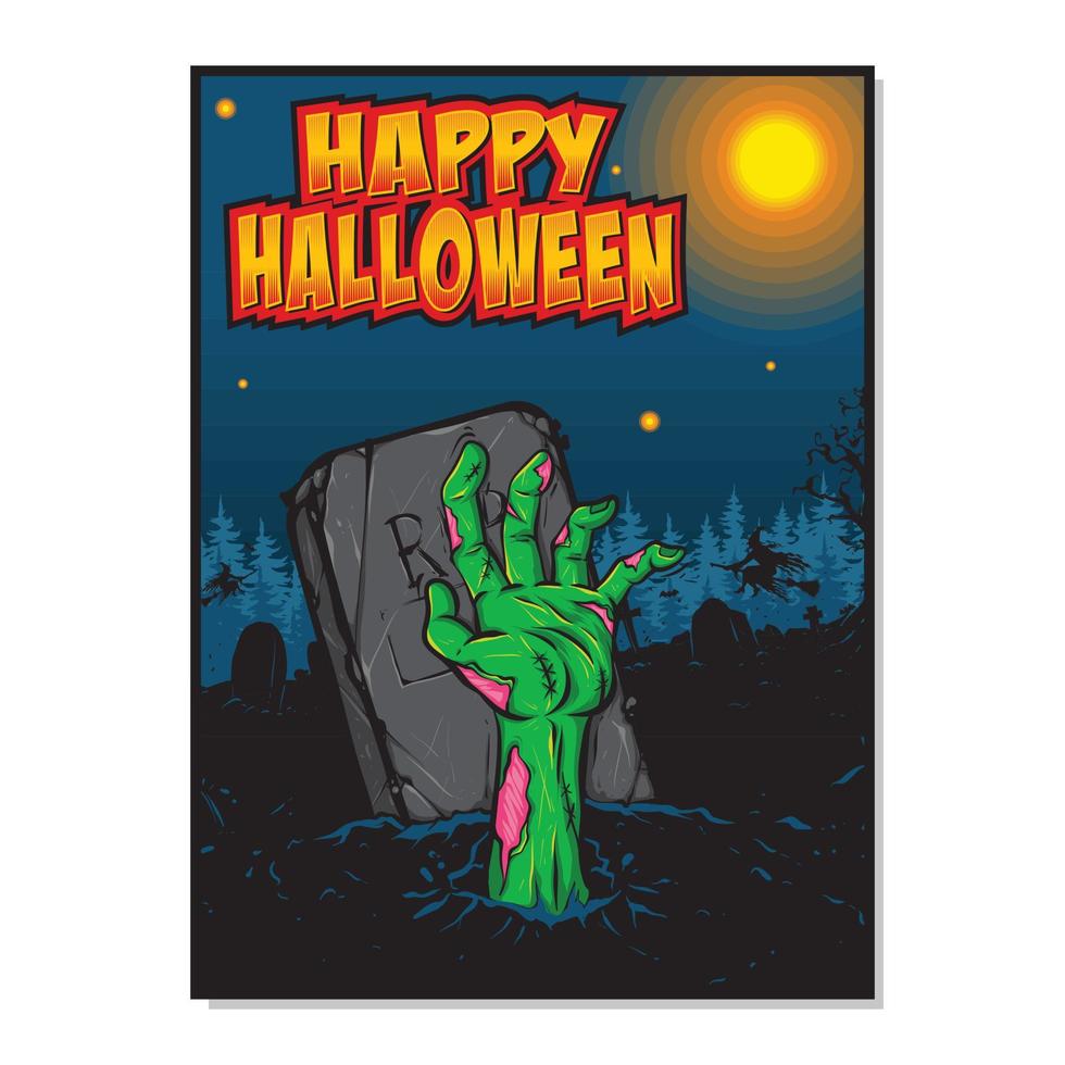 scary zombie hand poster halloween vector