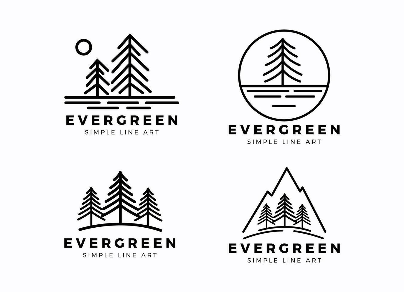 Pinetree Line art Logo Design Inspiration. vector