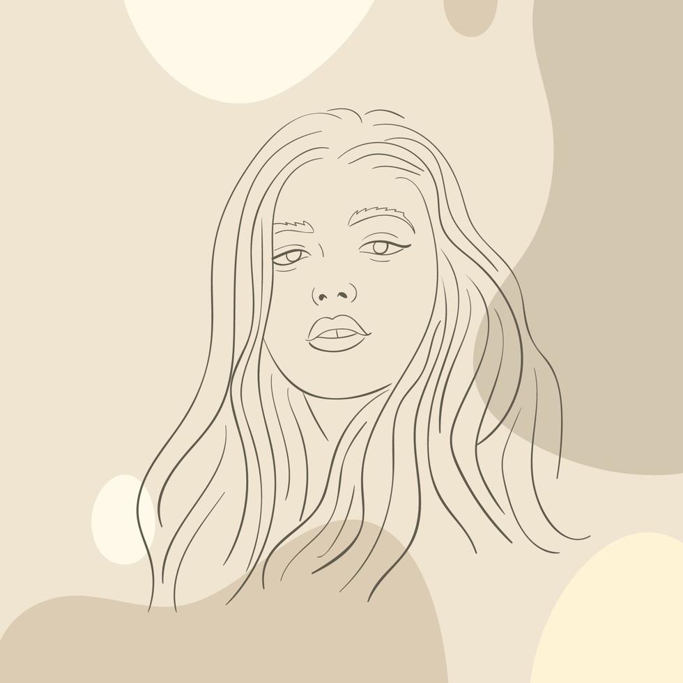 Woman face line art illustration, logo, feminine concept. Use for prints, tattoos, posters, textile, logotypes, cards, branding vector