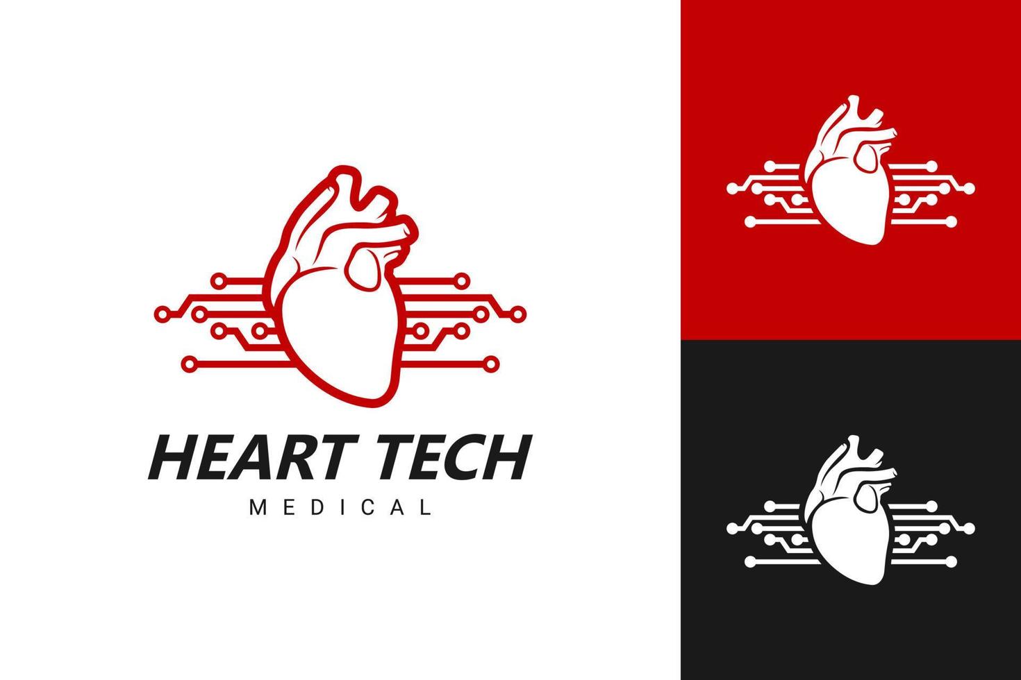 gráfico de vector de ilustración del logotipo de tecnología de corazón. perfecto para usar en empresas del sector sanitario