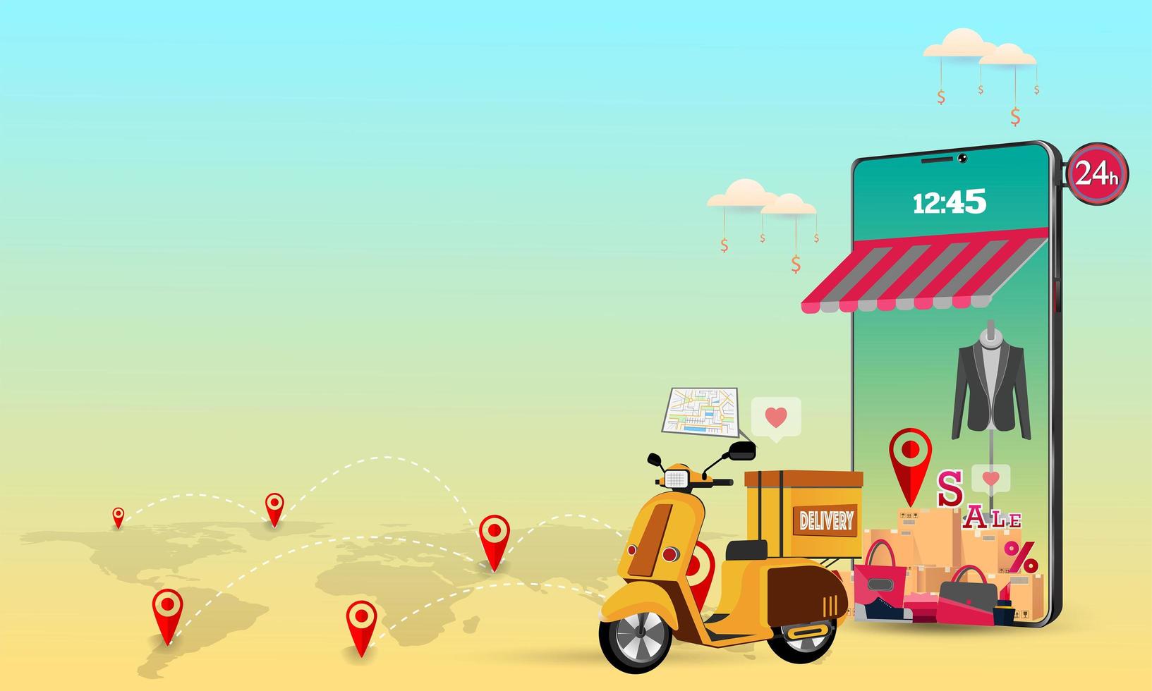 Online delivery service concept. illustration. vector