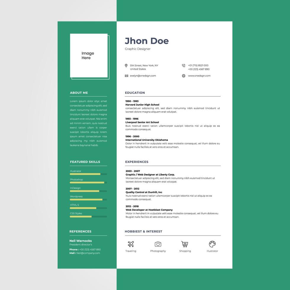 Modern cv resume design template, suitable for content individual business jobs vector