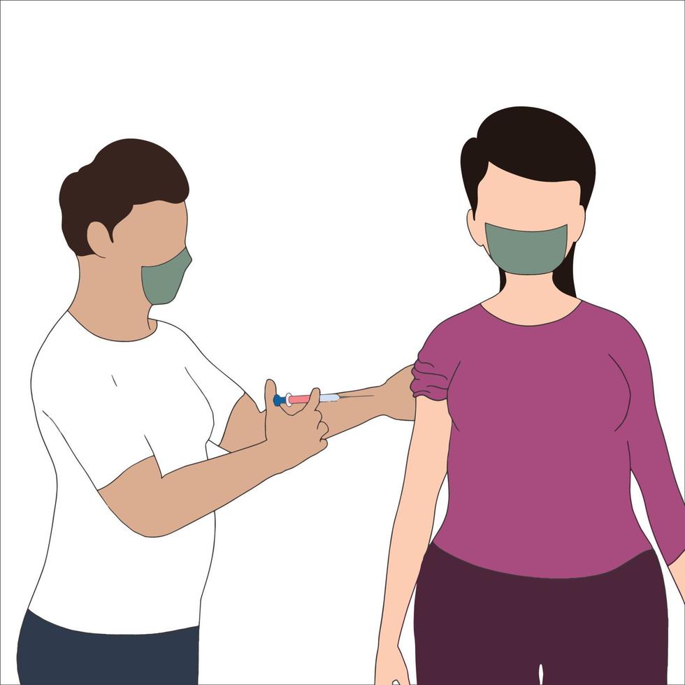 Ilustración de vector dibujado a mano de vacunación.