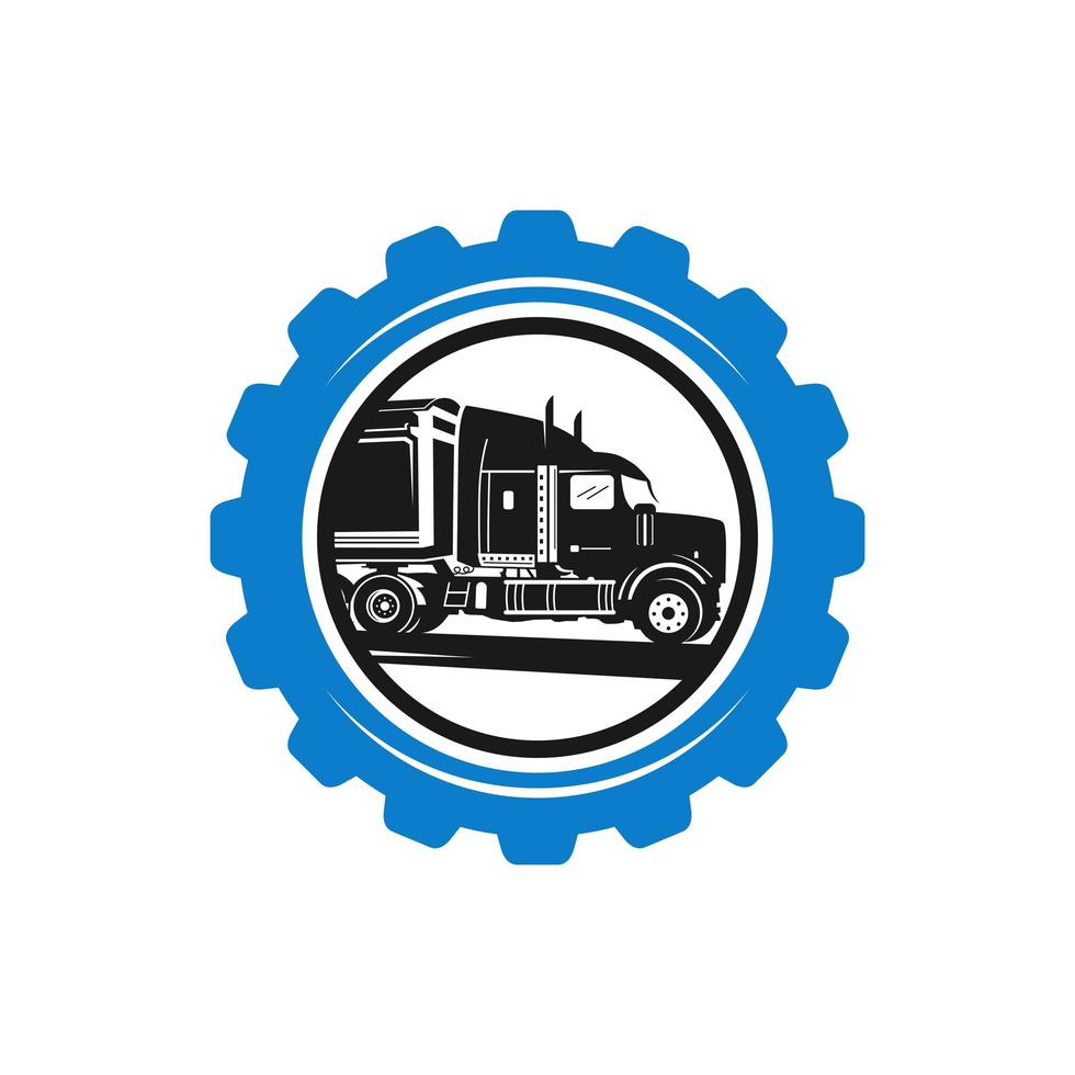 diseño de logotipos de engranajes y reparación de camiones. vector
