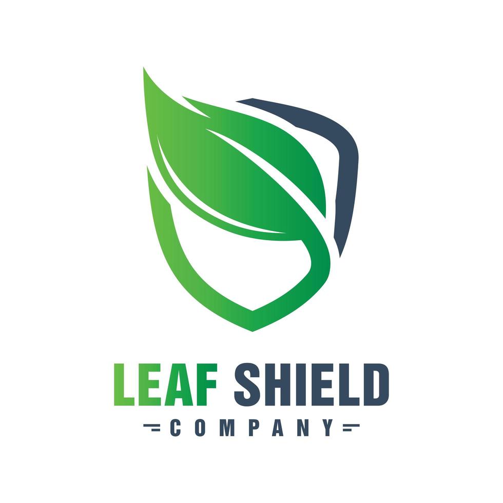 Green leaf shield logo design vector