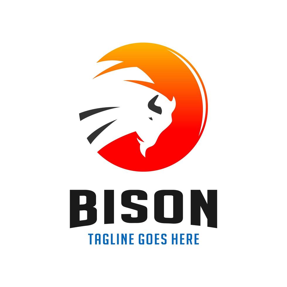 circle bison logo design template vector