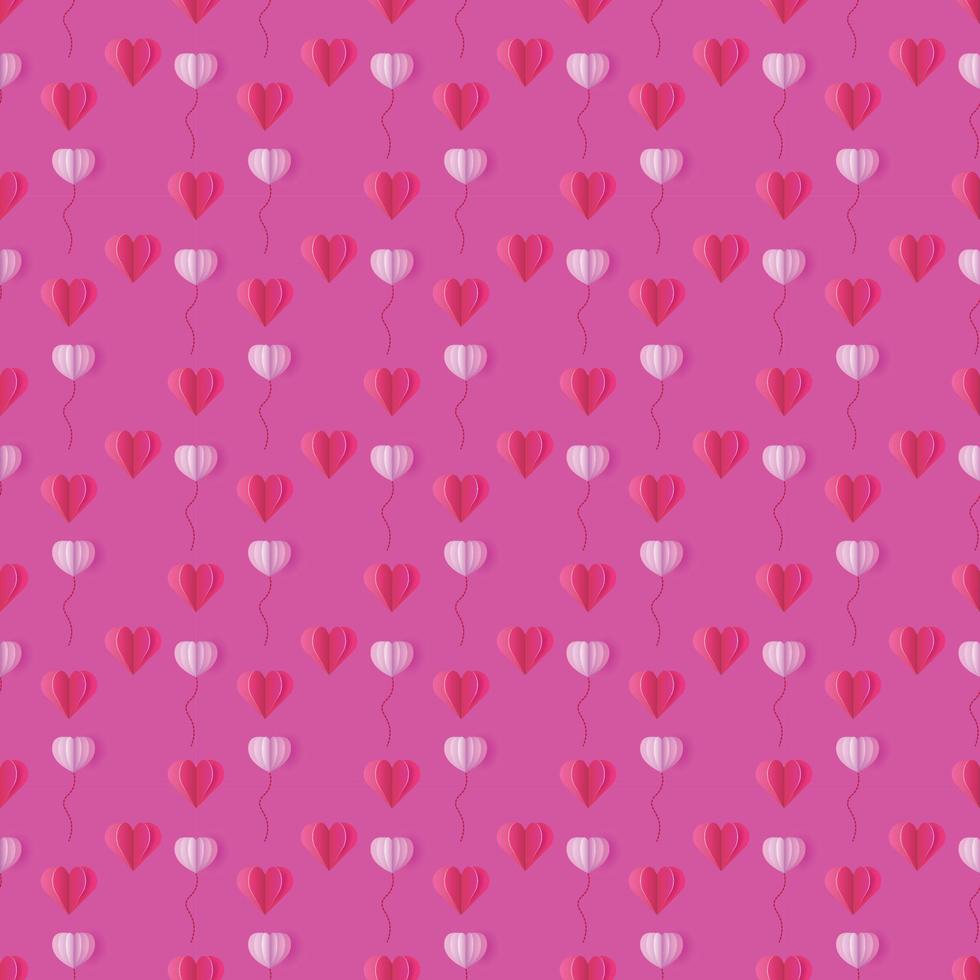 Small Pink Balloon and Hearts Pink Pattern Background Seamless Vector Design