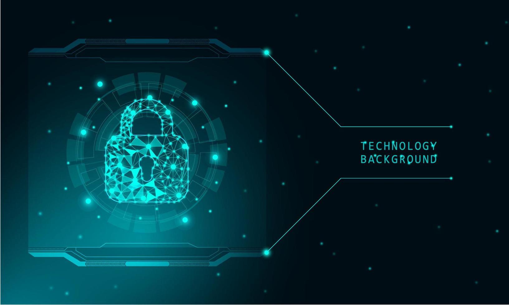Abstract Closed Padlock With Hologram on technology hi tech background concept with Blue abstract hi speed internet technology. vector