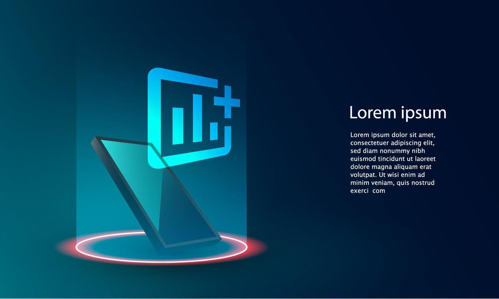 Application of Smartphone with business graph and analytics data on isometric mobile phone. vector