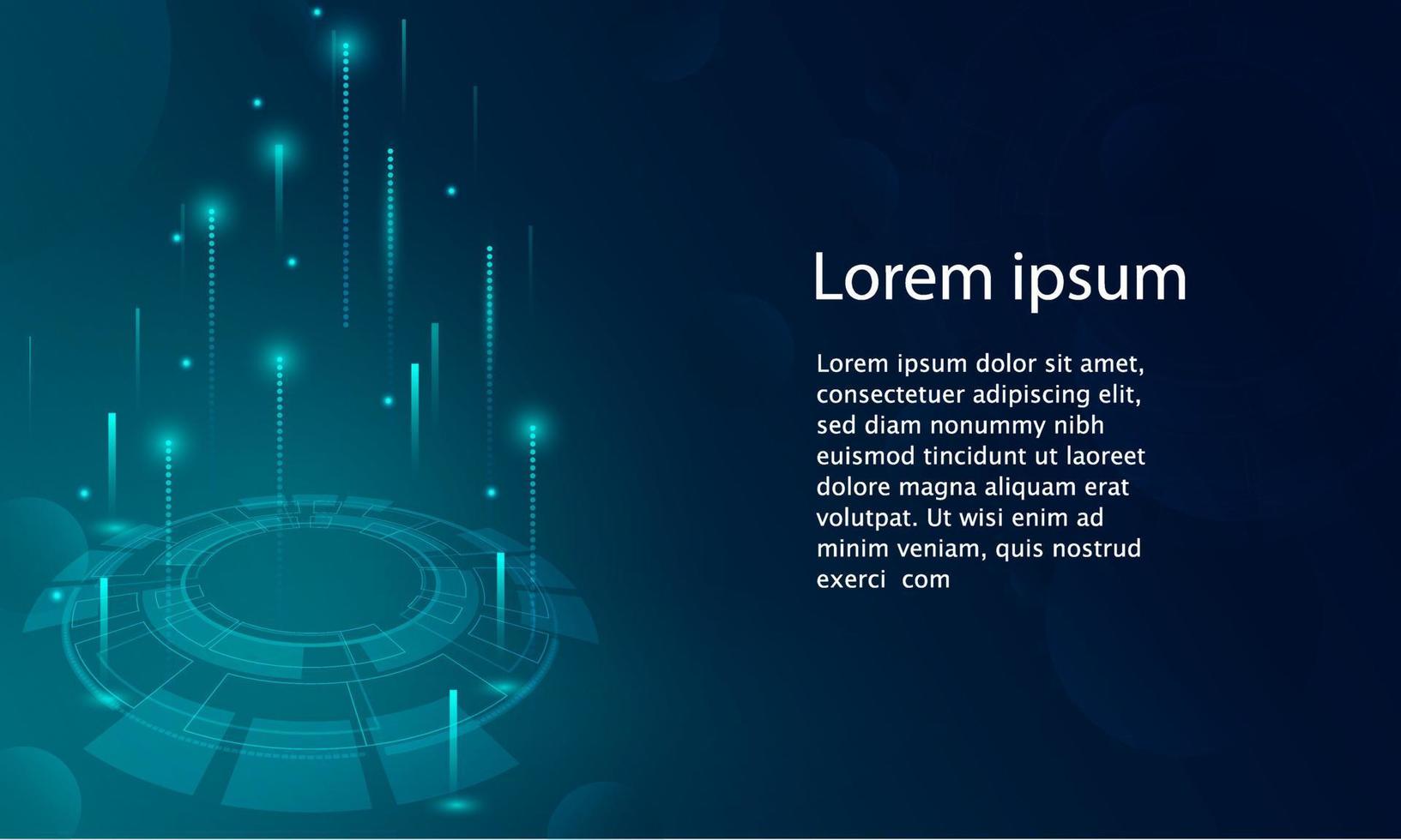 Abstract technology concept particle connection background with blue lights. vector
