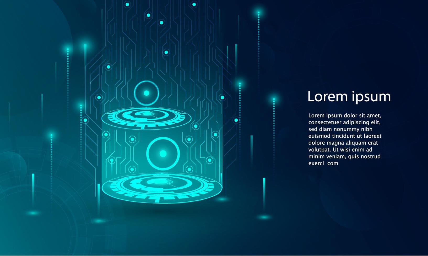 Abstract technology concept particle connection background with blue lights. vector