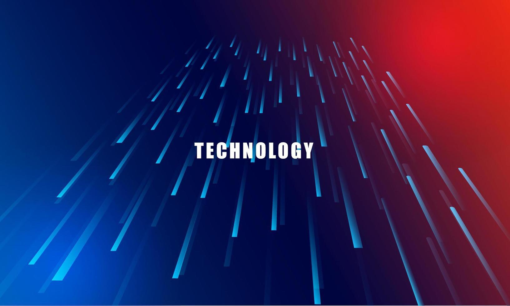Abstract technology concept particle connection background with blue and red lights. vector