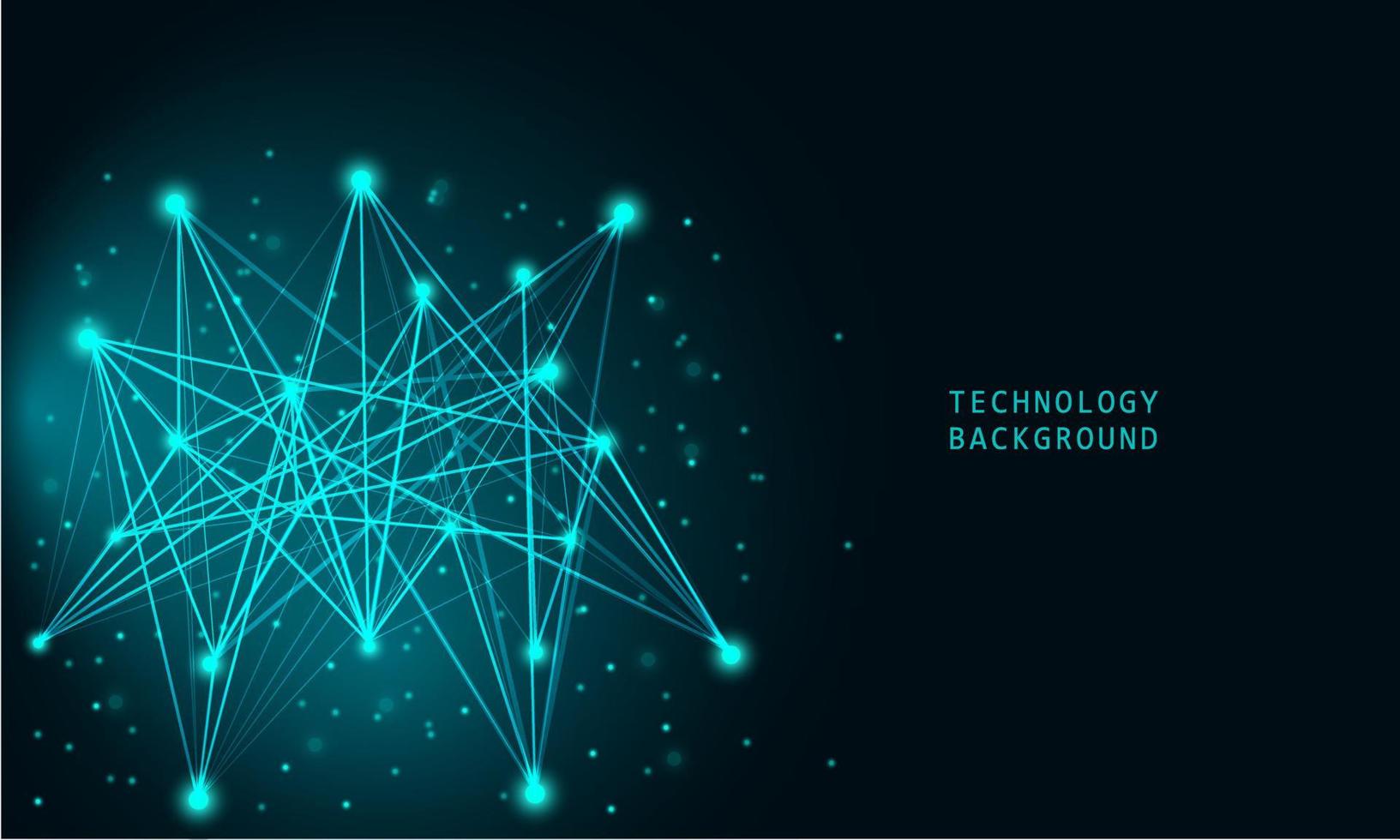 Abstract technology concept particle connection background with blue lights. vector