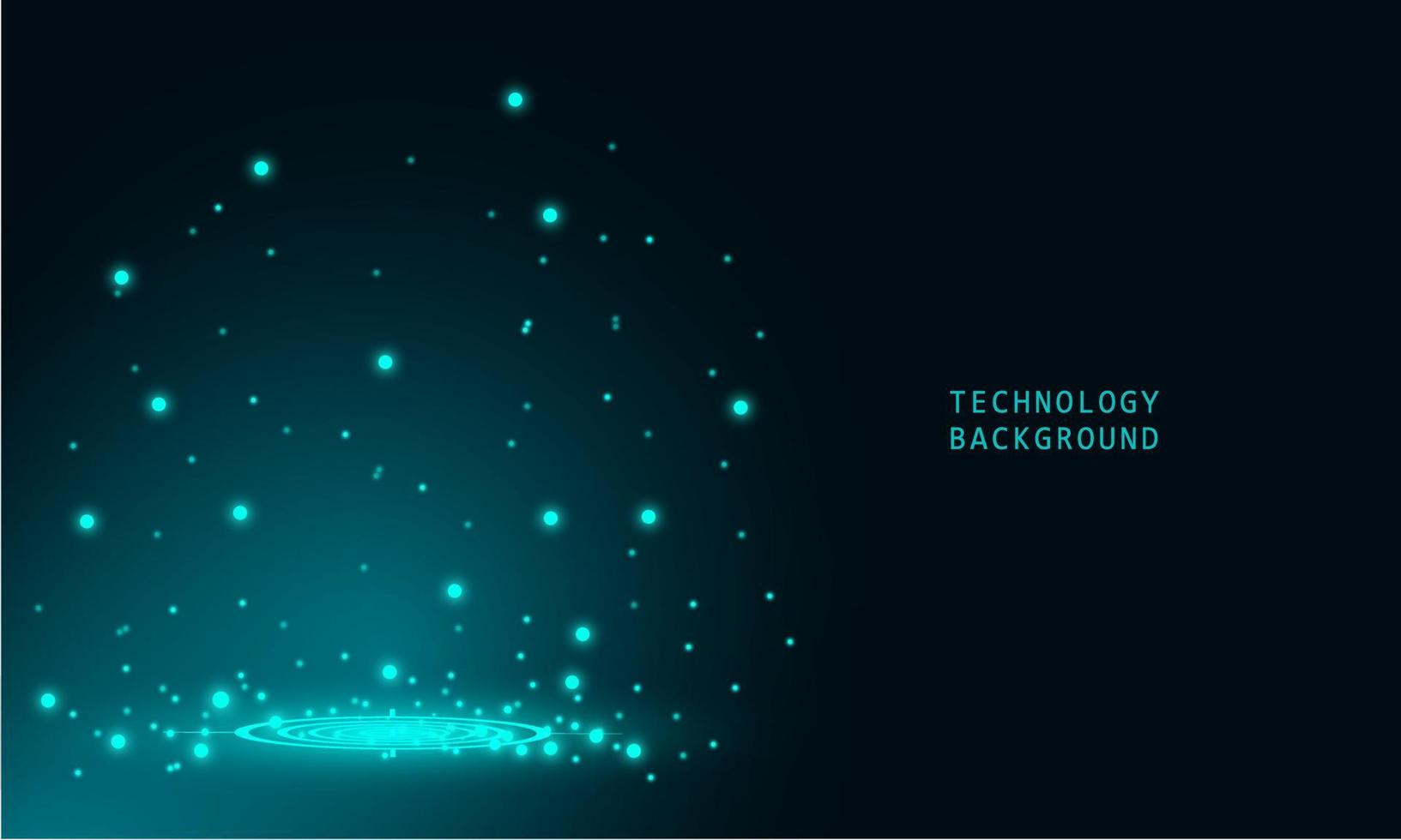 Abstract technology concept particle connection background with blue lights. vector