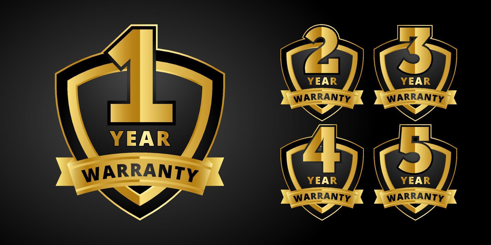 Warranty label vector emblem with gold color scheme