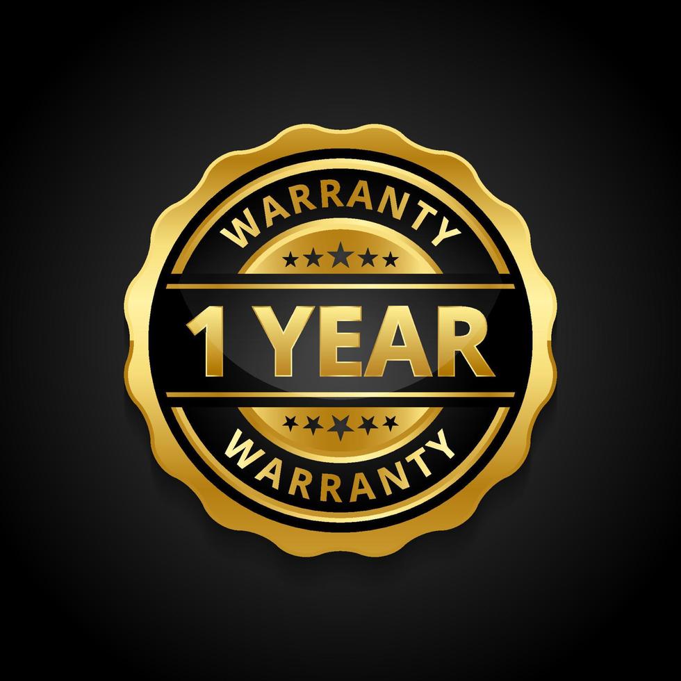 1 year money back warranty label vector emblem with gold color scheme