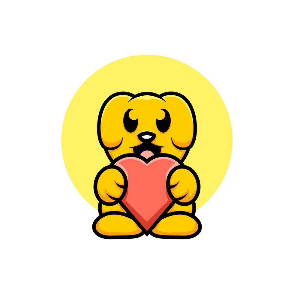 perro con diseño de logotipo de corazón vector