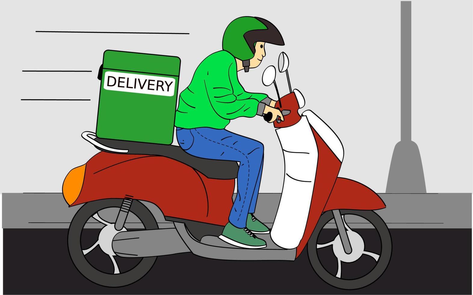 Food delivery staff ride motorcycles to deliver food vector