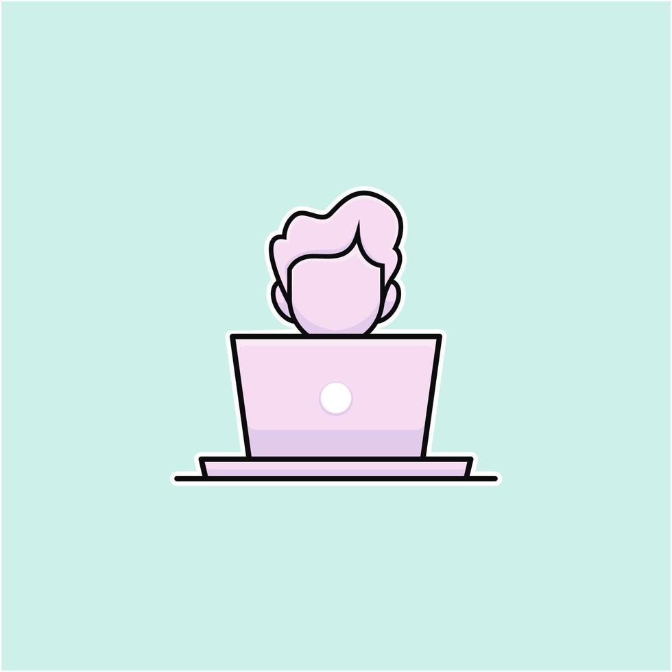 illustration of a man working with a laptop cartoon style vector