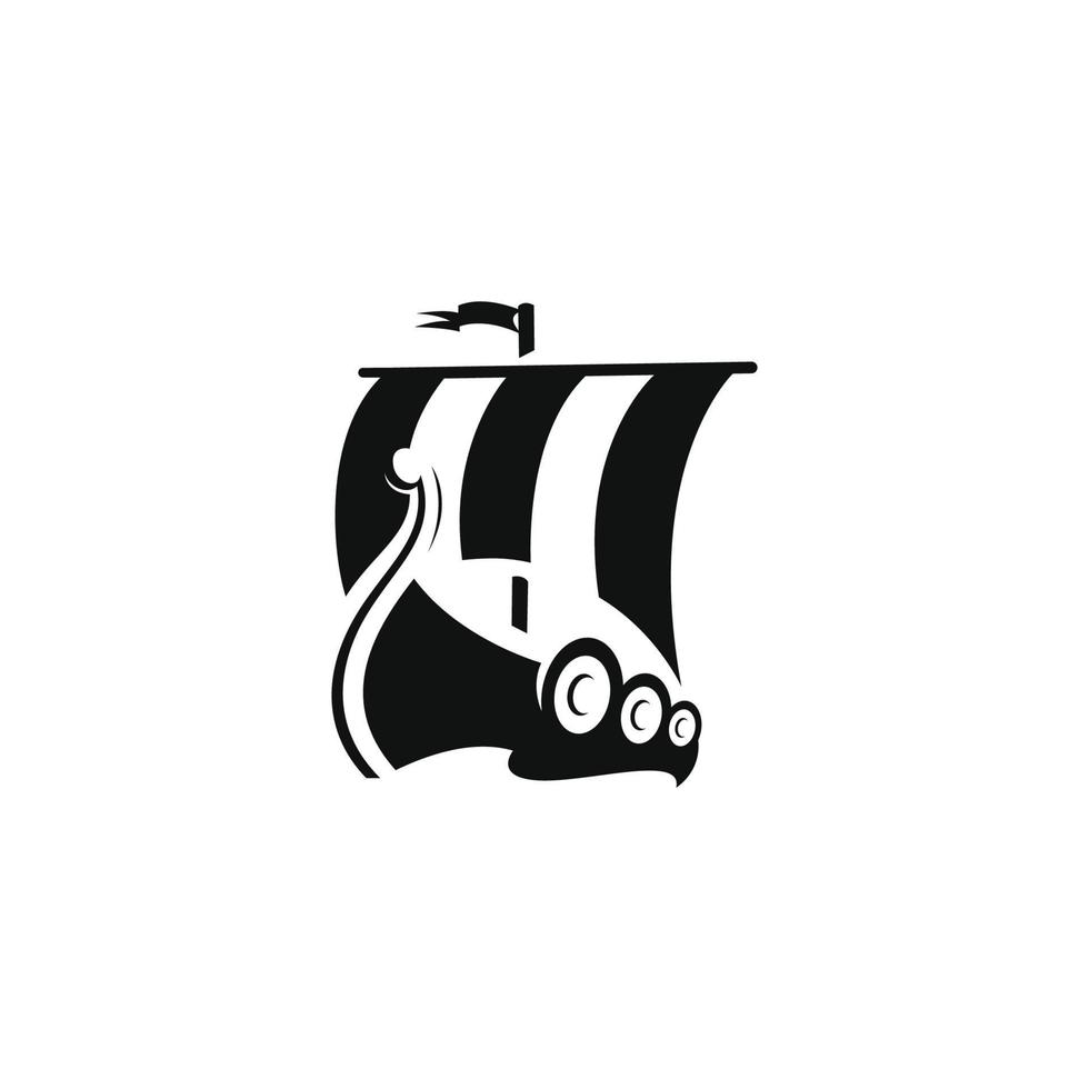 diseño de vector de logo de barco vikingo