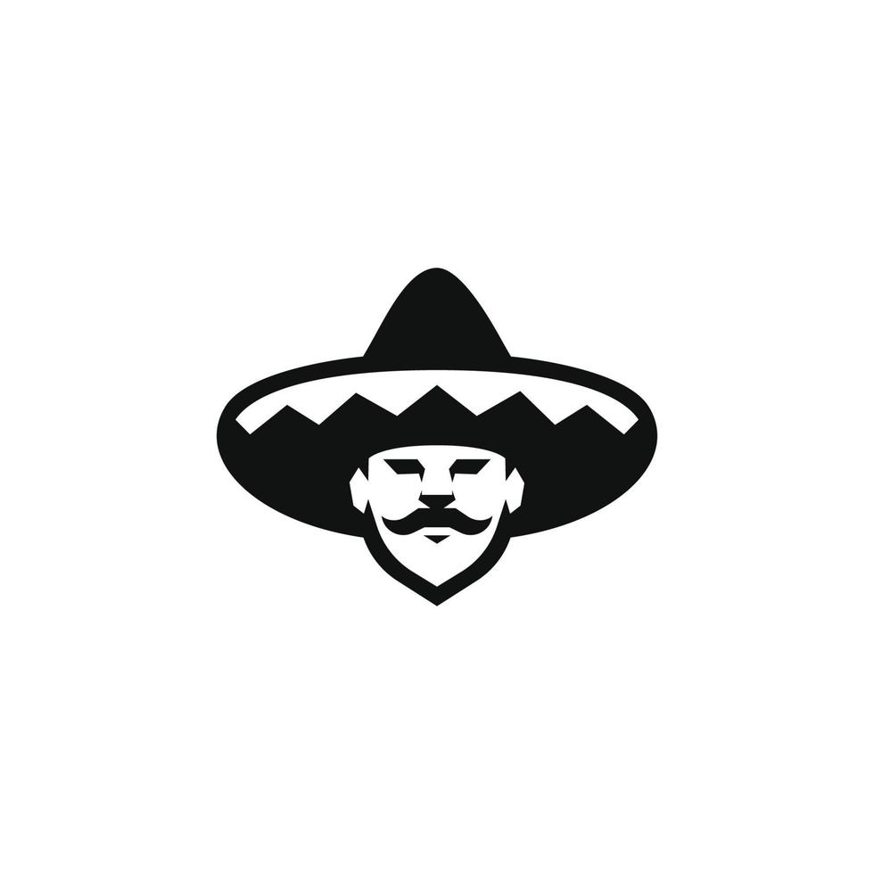 Sombrero Mustache logo vector design