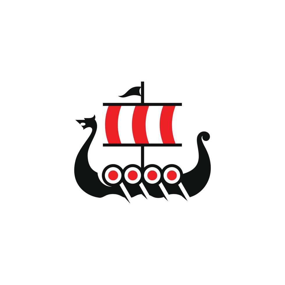 viking boat logo vector design