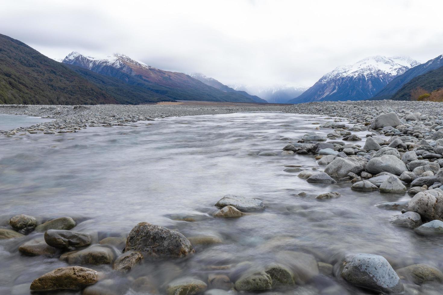 Mountain River Creek Landscape Arthurs Pass Lookout South Island New Zealand photo