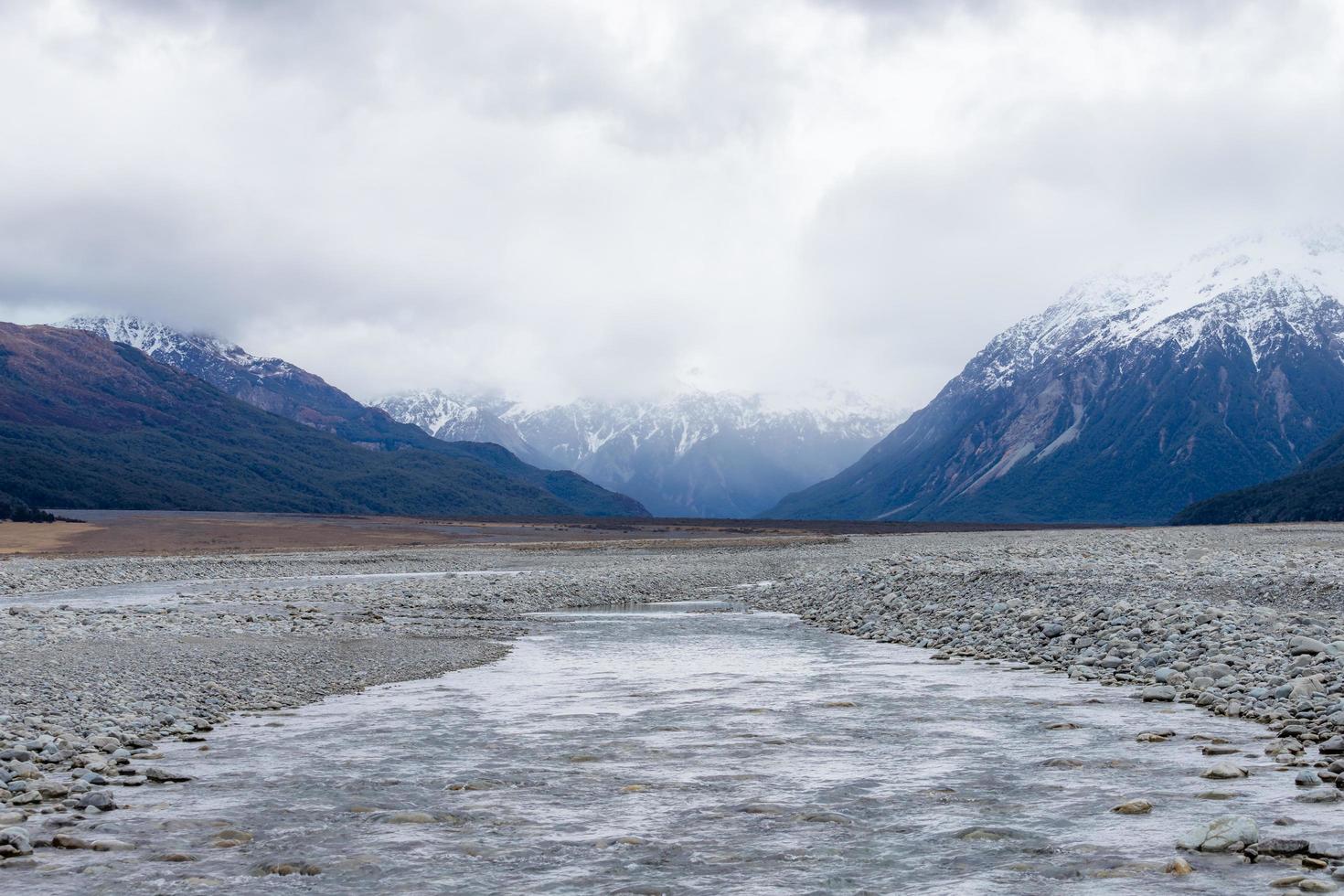 Mountain River Creek Landscape Arthurs Pass Lookout South Island New Zealand photo