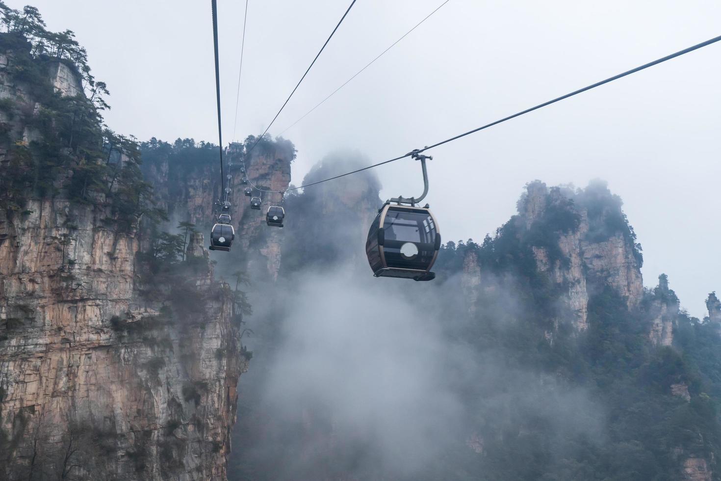 Moving Cable Cars ropeway of Zhangjiajie National Forest Park, UNESCO World Heritage Site Wulingyuan Hunan China photo