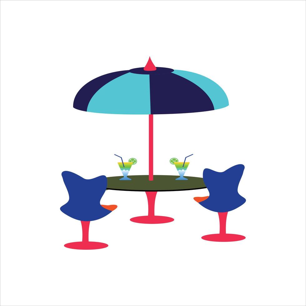 Beach Chairs table and Umbrella vector image