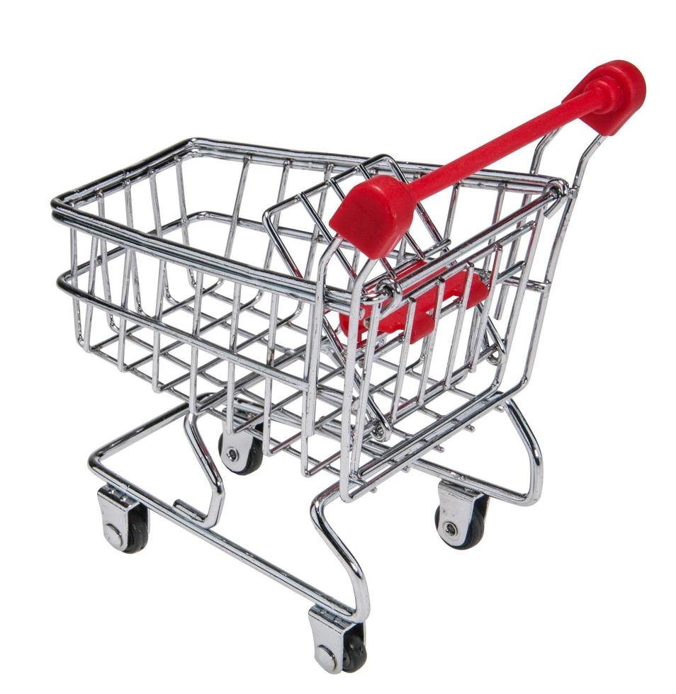 trolley shopping silver supermarket white background photo