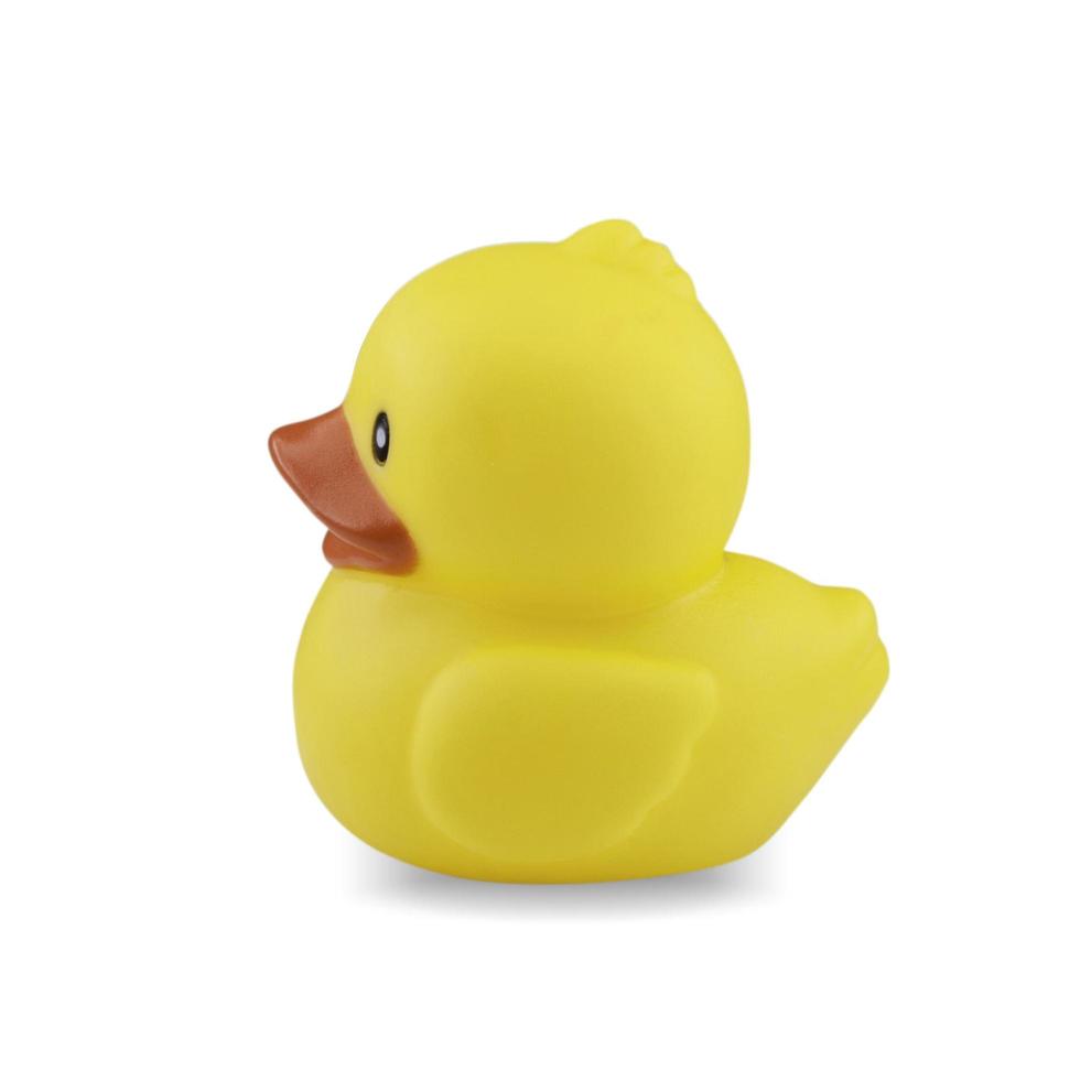 Cute rubber duck isolated over white background photo