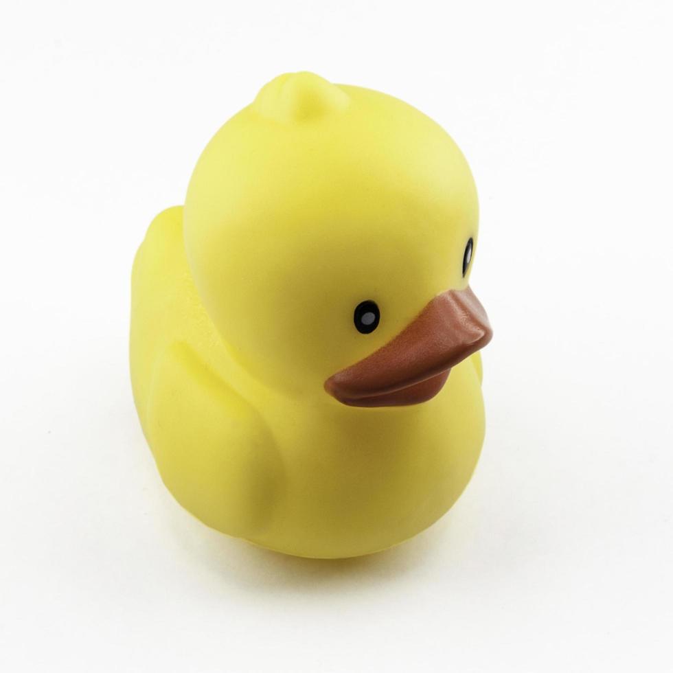 Cute rubber duck isolated over white background photo