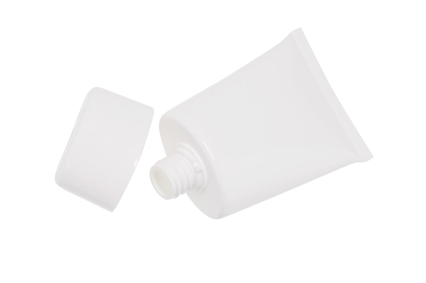 Plastic bottles, white background, skin care. photo