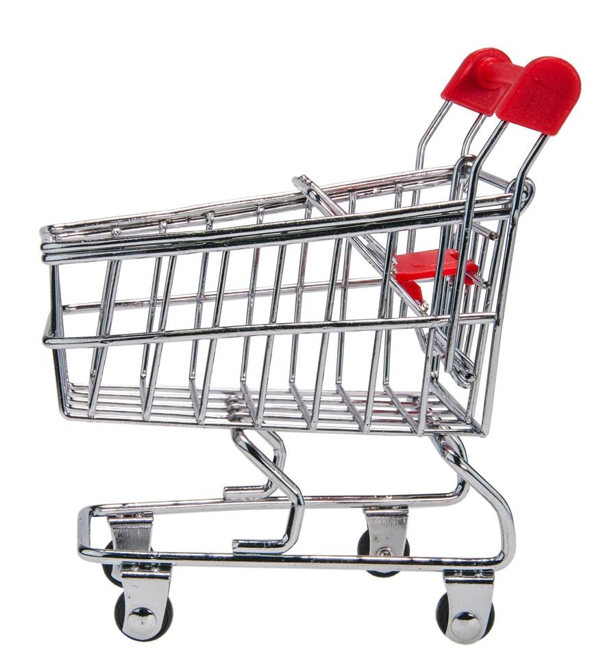 trolley shopping silver supermarket white background photo