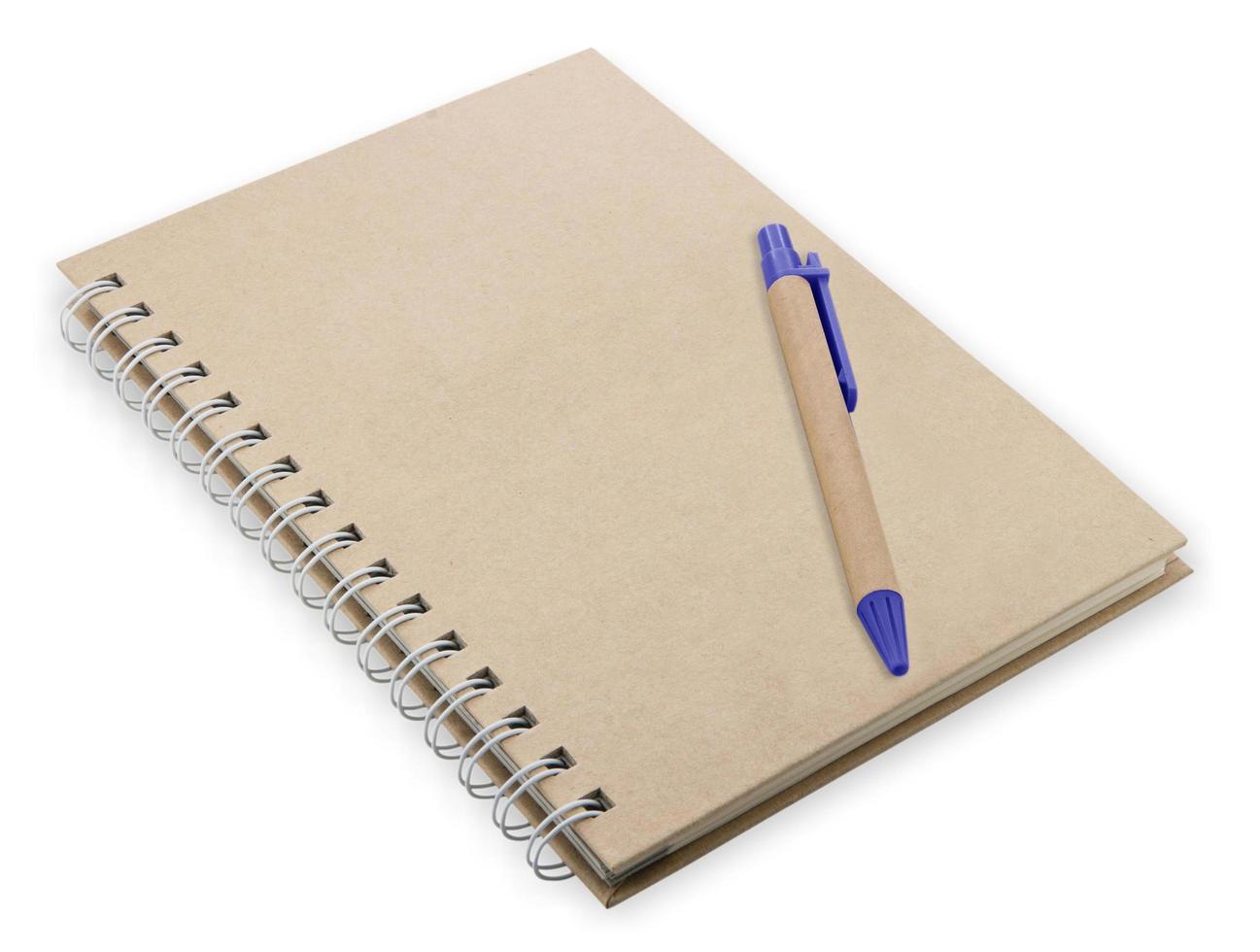 close up of open textbook with blank pages photo