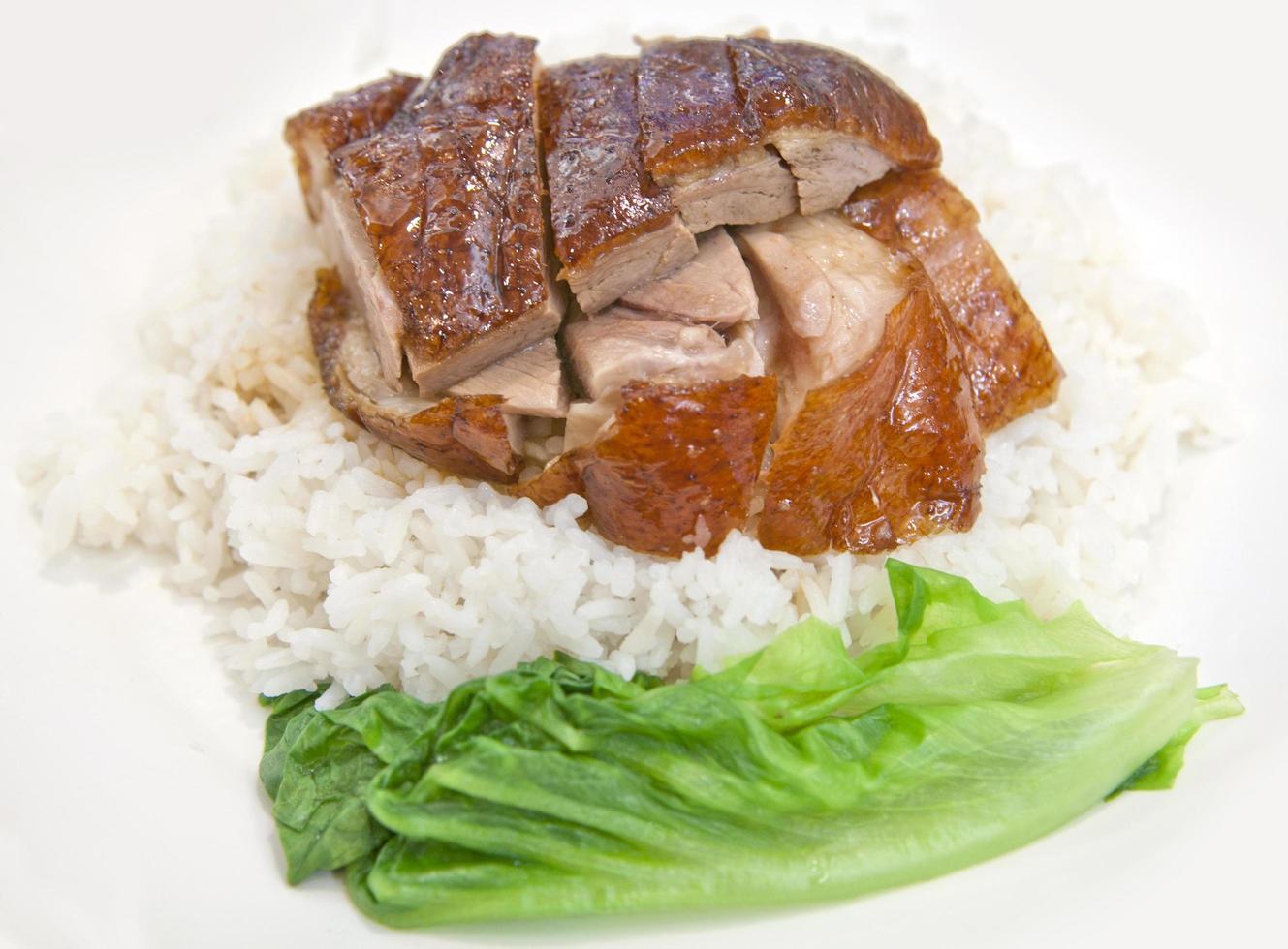 BBQ duck over steamed rice photo