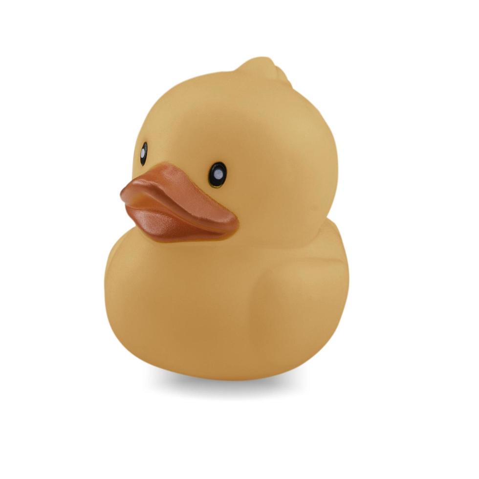 Cute rubber duck isolated over white background photo