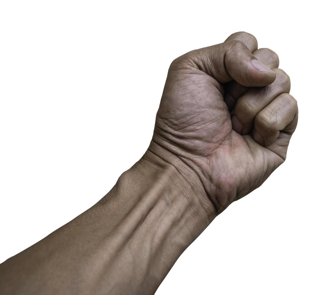 Man hand sign isolated on white background photo