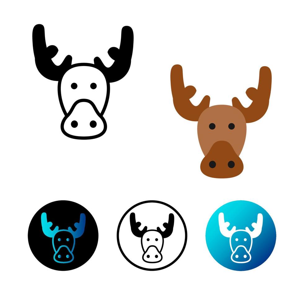 Flat Moose Head Icon Illustration vector