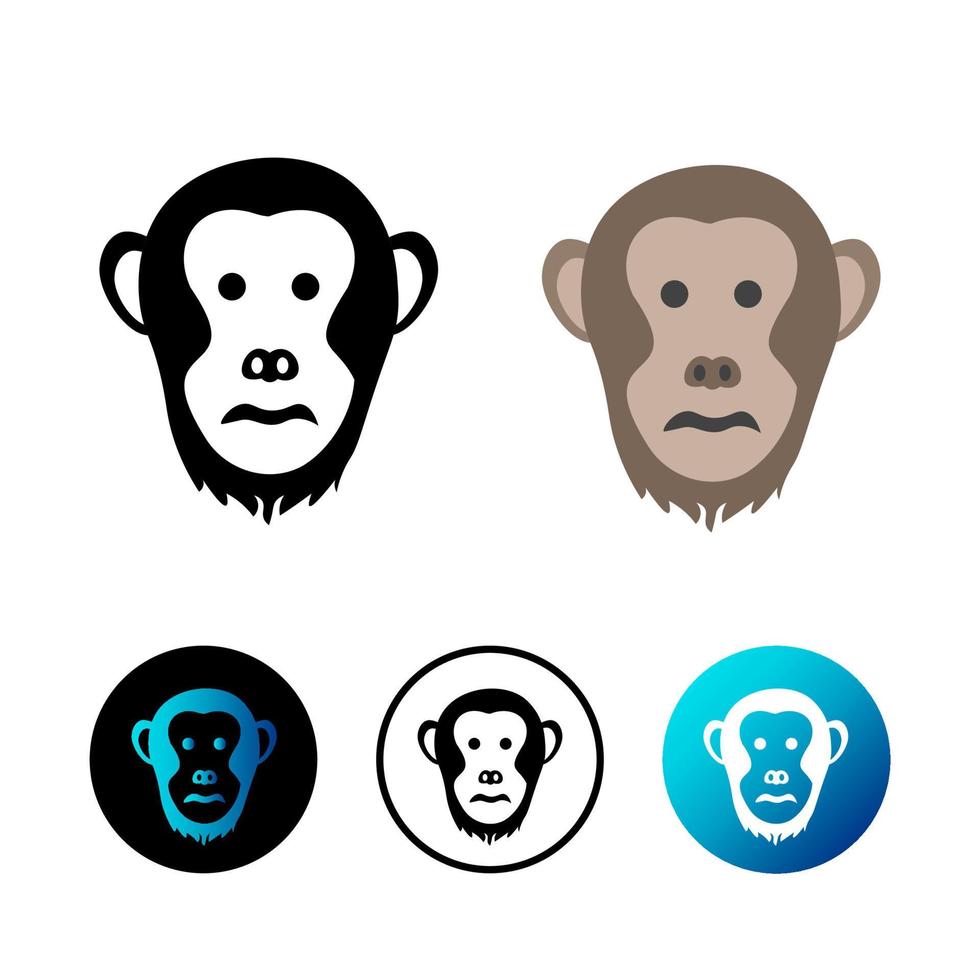 Ilustración de icono de cabeza de chimpancé plana vector