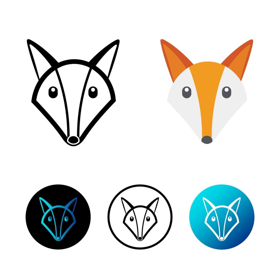 Flat Fox Head Icon Illustration vector