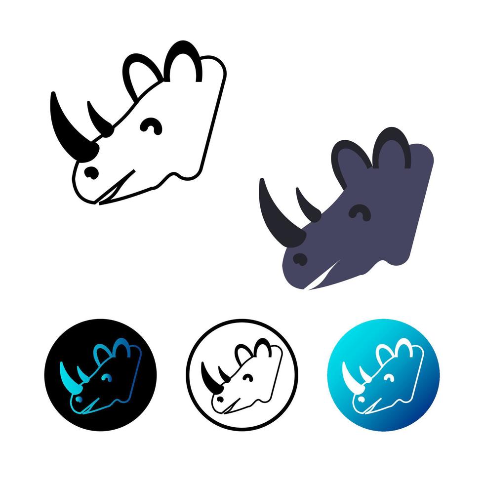 Flat Rhino Head Icon Illustration vector