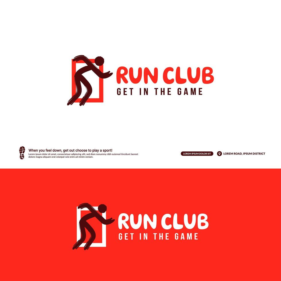 Runing club logo design template, Run tournaments logotype concept. Marathon team identity isolated on white Background, Abstract sport symbol design vector illustrations