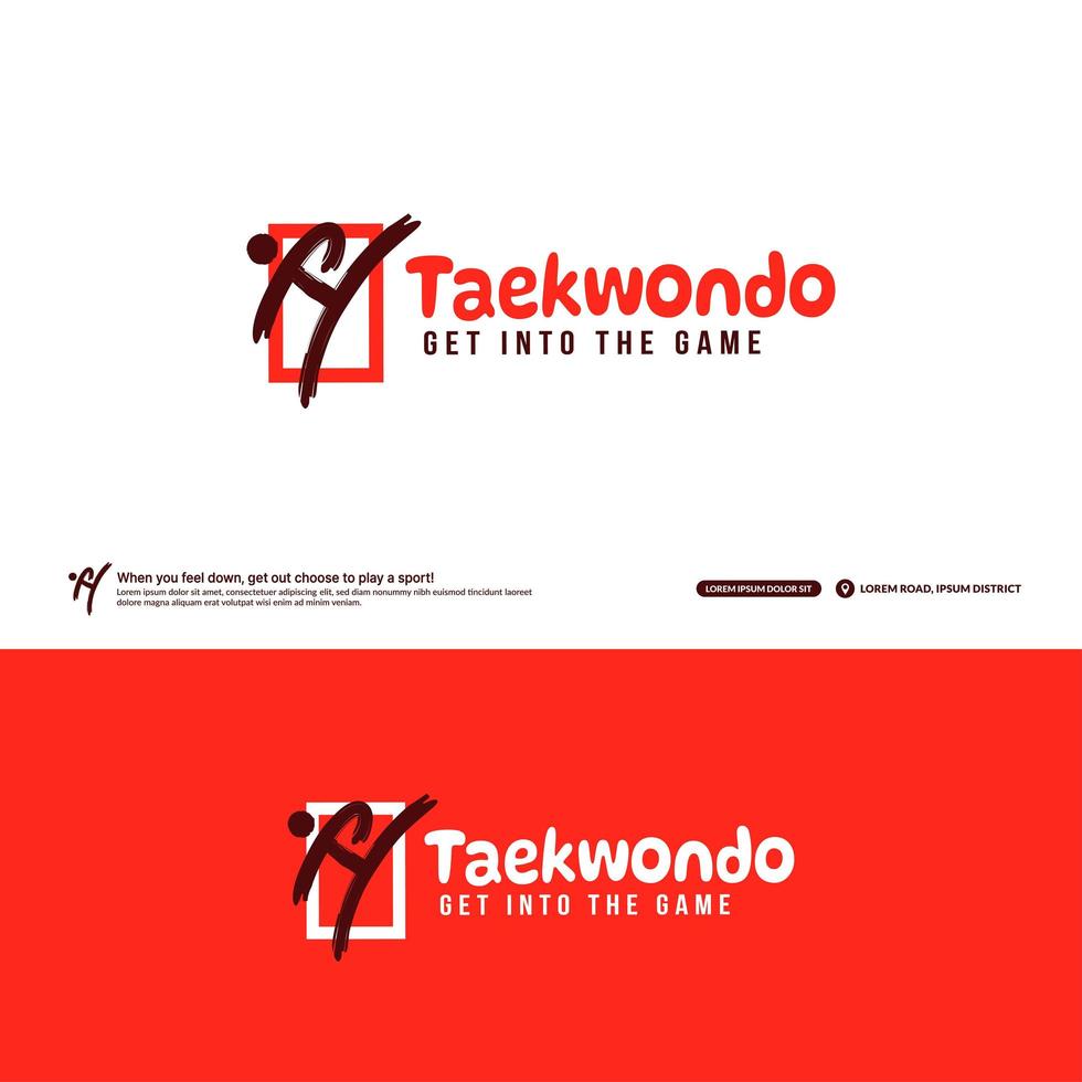 plantilla de diseño de logotipo de club de taekwondo, concepto de logotipo de artes marciales. ilustraciones de vectores de torneo de deporte abstracto.