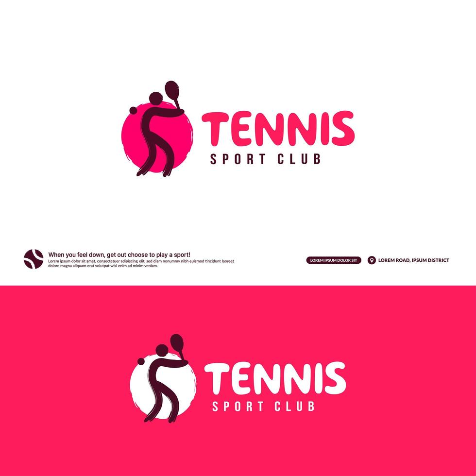 plantilla de diseño de logotipo de club de tenis, concepto de logotipo de torneos de tenis.identidad del equipo de tenis aislado sobre fondo blanco, ilustraciones de vectores de diseño de símbolo de deporte abstracto