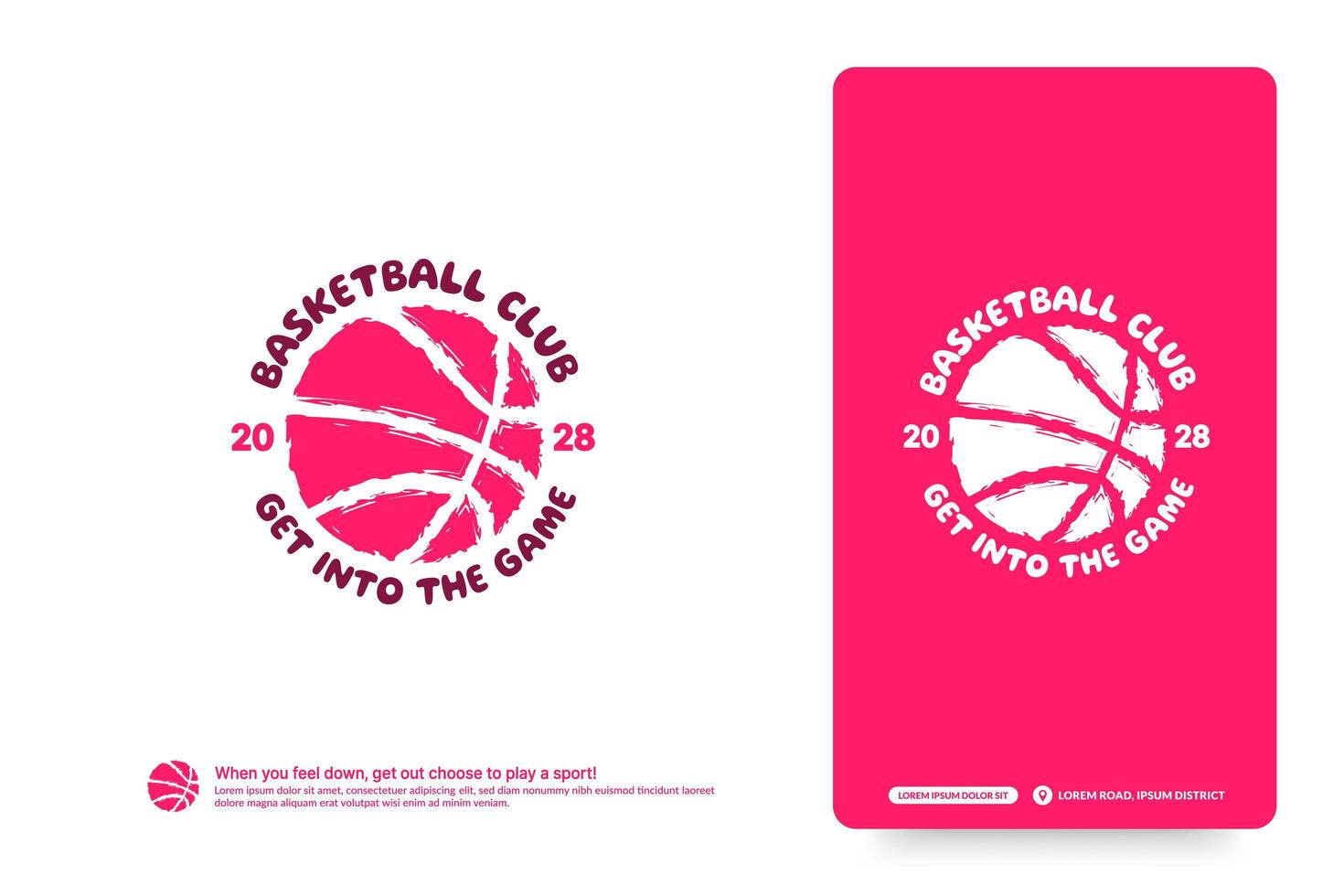 Basketball club logo design template, Basketball tournaments logotype concept. Basketballl team identity isolated on white Background, Abstract sport symbol design vector illustrations